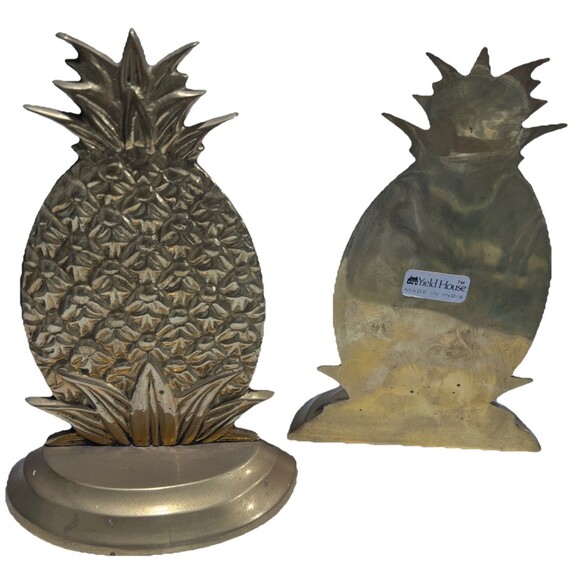 Pair of Yield House Brass Pineapple Bookends India Mid Century Modern MCM - Picture 1 of 6